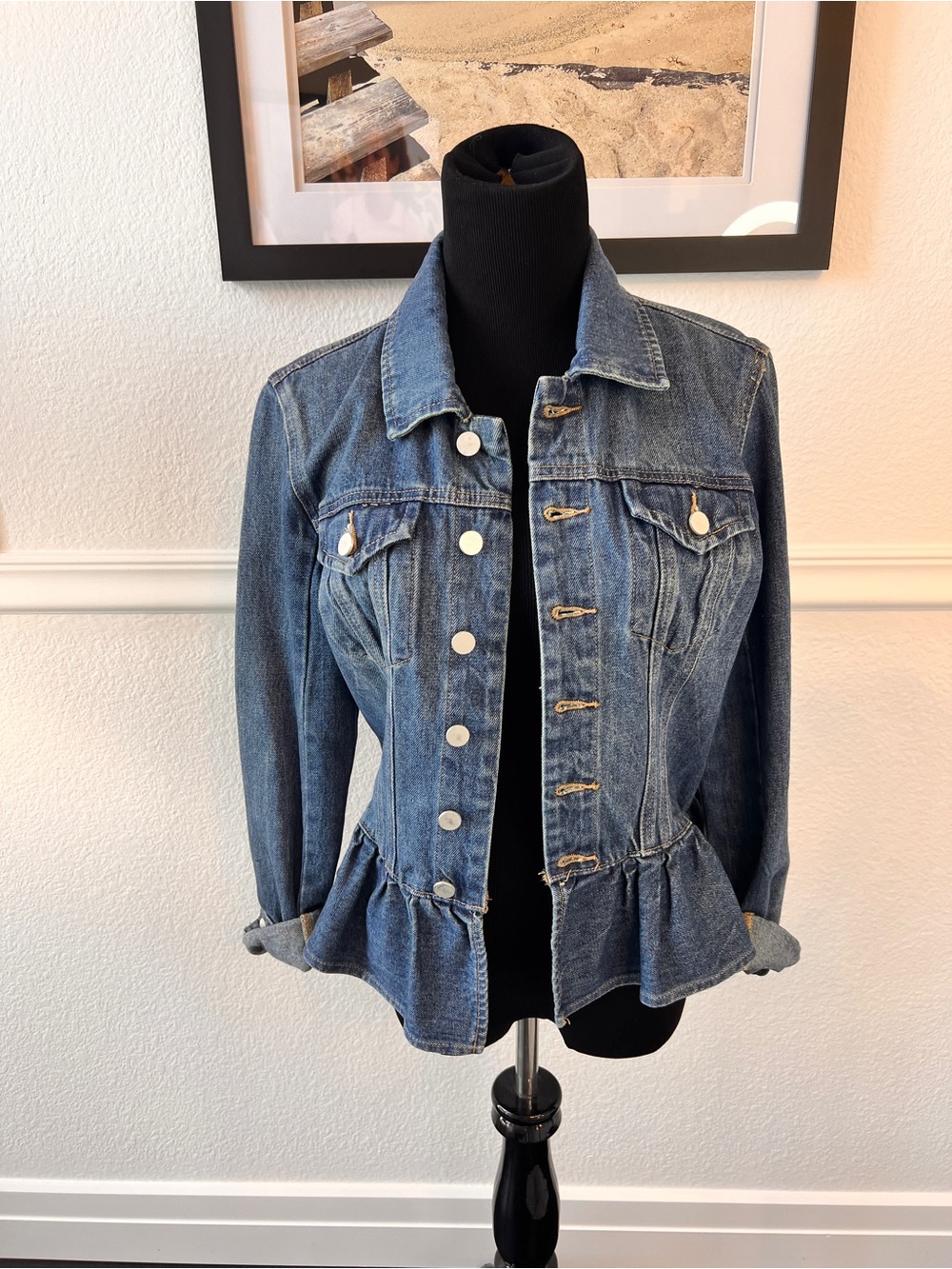 Chelsea & Violet Blue Denim Peplum Jean Jacket